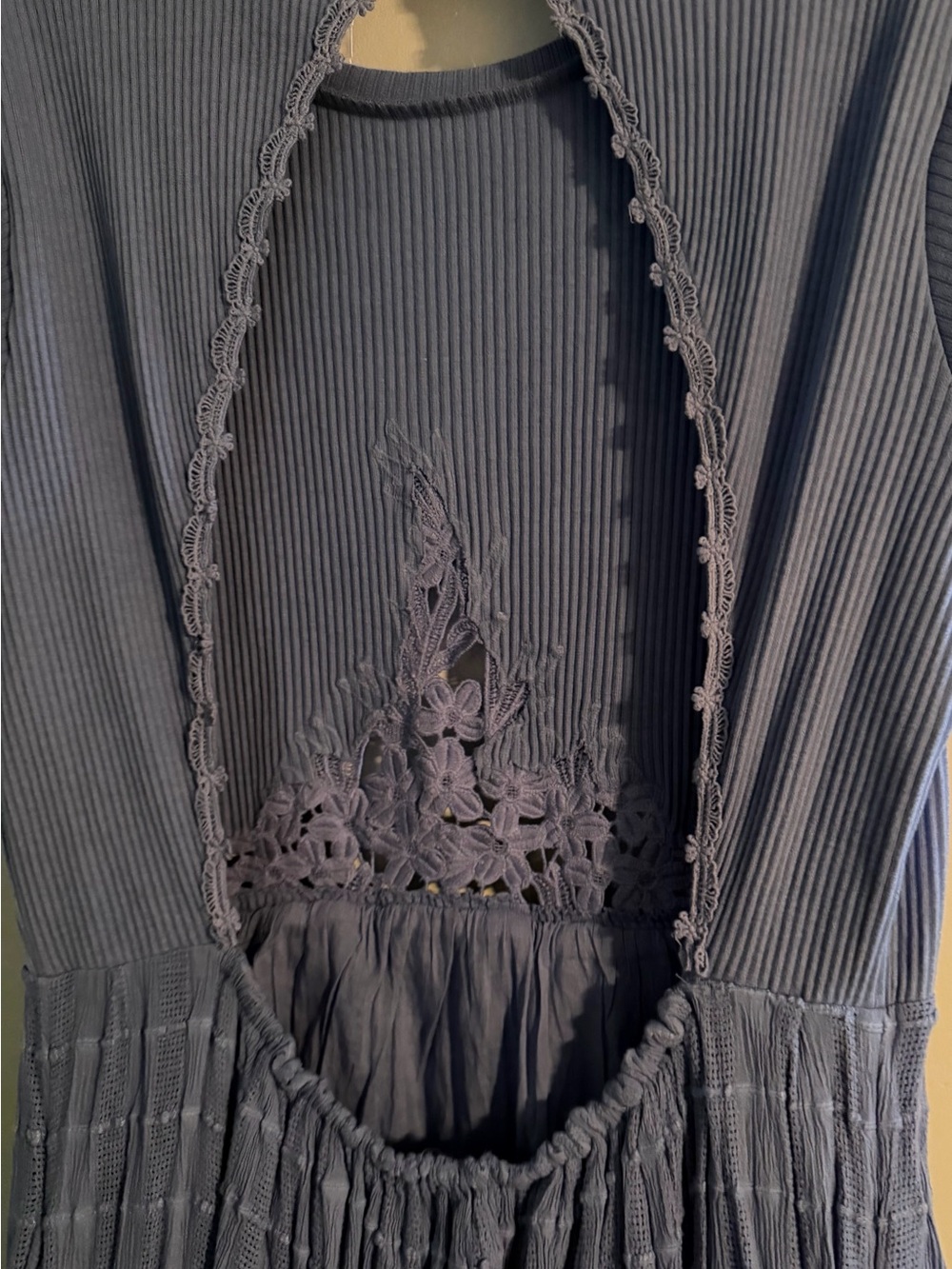 Free People Lavender Blue Maxi Dress with Crochet Waist - Picture 3 of 4